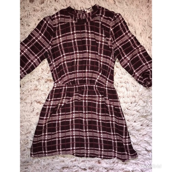maroon plaid dress